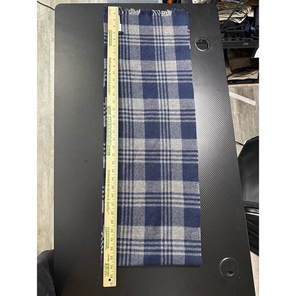 J. Crew Wool Baby Alpaca Scarf Blue Grey Plaid 68x12 - Picture 7 of 8